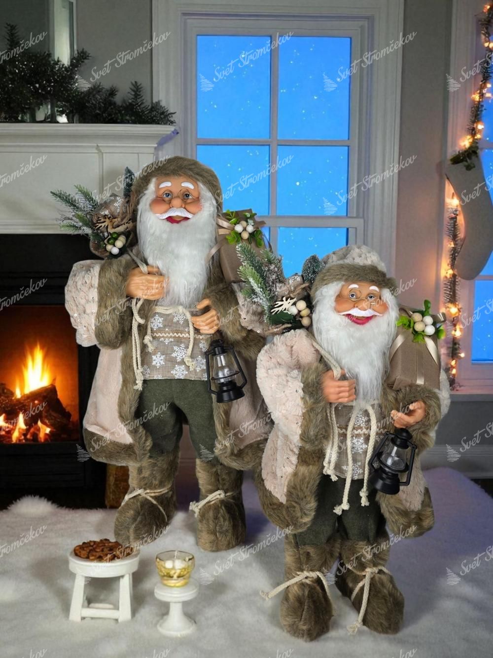 Figurka świąteczna Mikołaj Kremowy 60cm