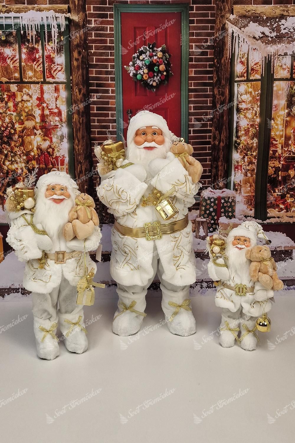 Figurka świąteczna Mikołaj Biało-Złoty 60cm