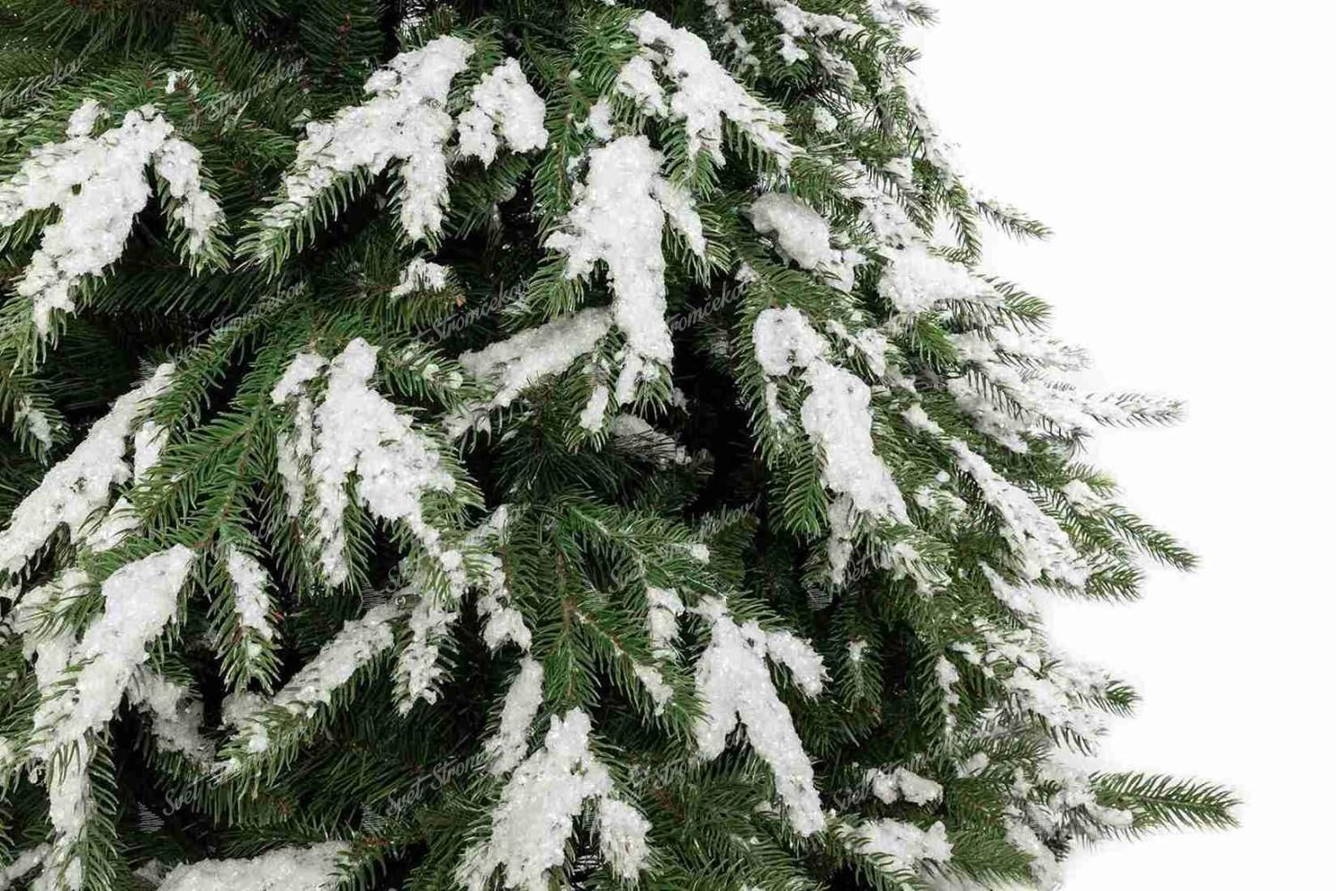 Umelý vianočný stromček 3D Smrek Zimný má na vetvičkách vrstvy snehu