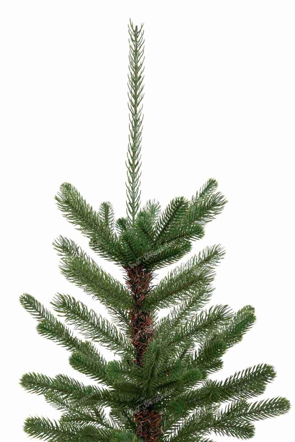 Detail vianočného stromčeka v kvetináči 3D Smrek Tirolský. Ihličie je prirodzene zelenej farby a stred stromčeka je prepracovaný.