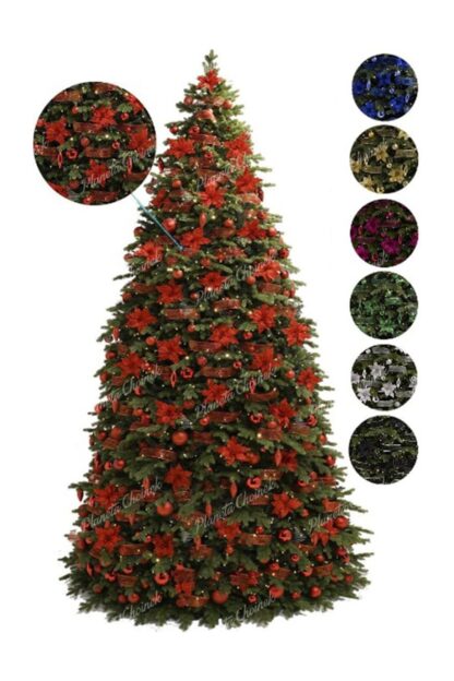Choinka sztuczna gigantyczna PE Świerk Exclusive 400cm LED1776 z zestawem dekoracyjnym