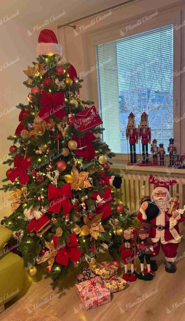 Ozdobiona nowoczesna choinka sztuczna jak żywa PE Świerk Ekskluzywny 210 cm