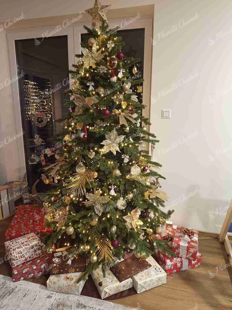 Ozdobiona nowoczesna choinka sztuczna jak żywa PE Świerk Ekskluzywny 210 cm