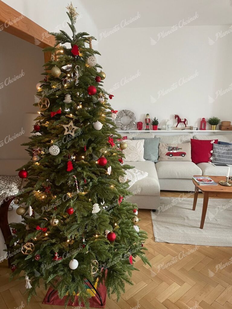 Ubrana ekskluzywna choinka sztuczna jak żywa 100% PE Jodła Kaukaska 210 cm