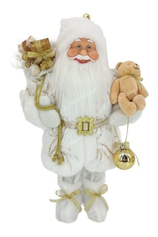 Figurka świąteczna Mikołaj Biało-złoty 40 cm