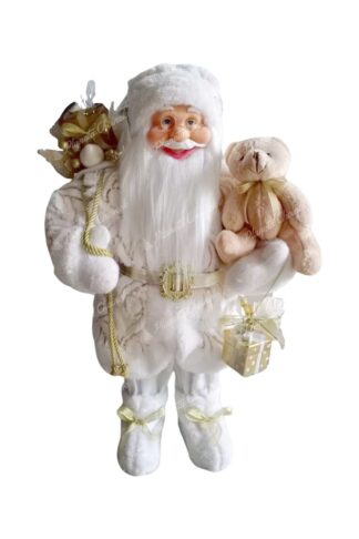 Figurka świąteczna Mikołaj Biało-złoty 60 cm