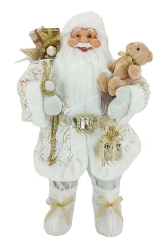 Figurka świąteczna Mikołaj Biało-złoty 80 cm