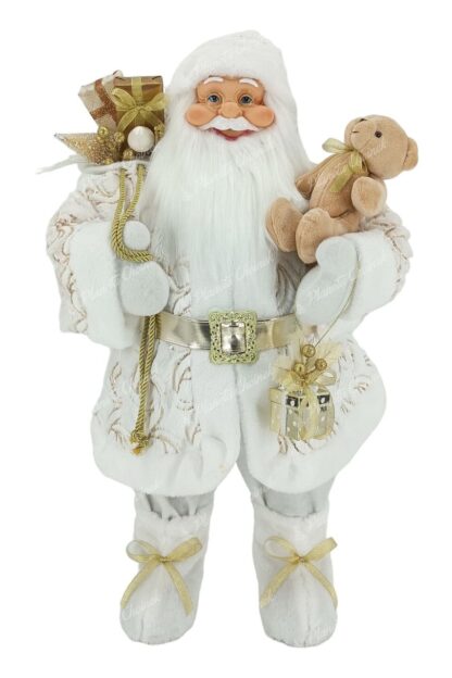 Figurka świąteczna Mikołaj Biało-złoty 80 cm