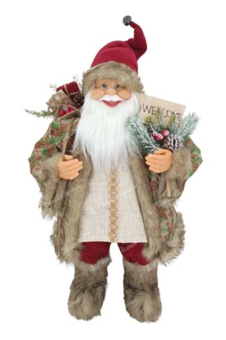 Figurka świąteczna Mikołaj Kremowo-bordowy 80cm